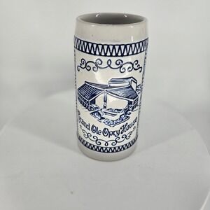Vintage Opryland USA Grand Ole Opry House Beer Stein Ceramarte Brazil Blue White
